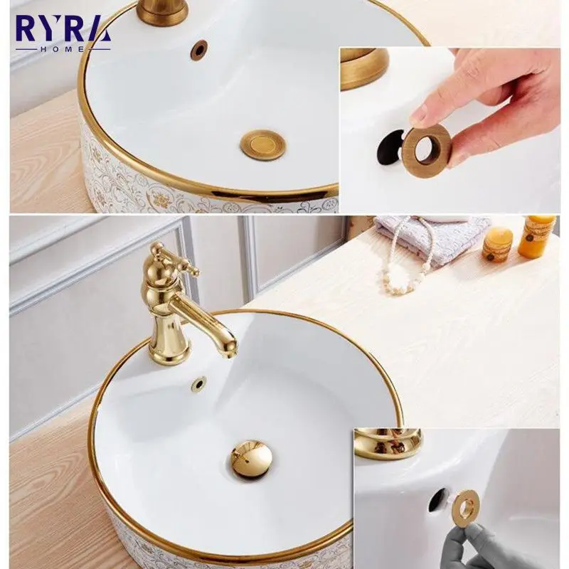

Bathroom Basin Faucet Sink Overflow Cover Solid Brass Ring Insert Replacement Hole Round Cover Cap Trim Bathroom Accessories