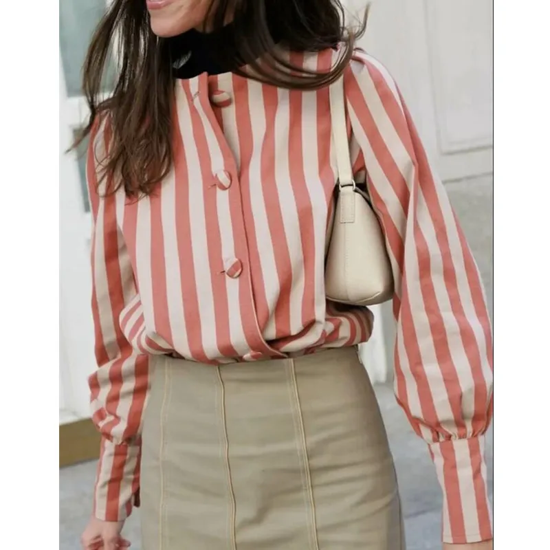 Полосатые лоскутные женские рубашки 2024 новая модная женская рубашка с длинным