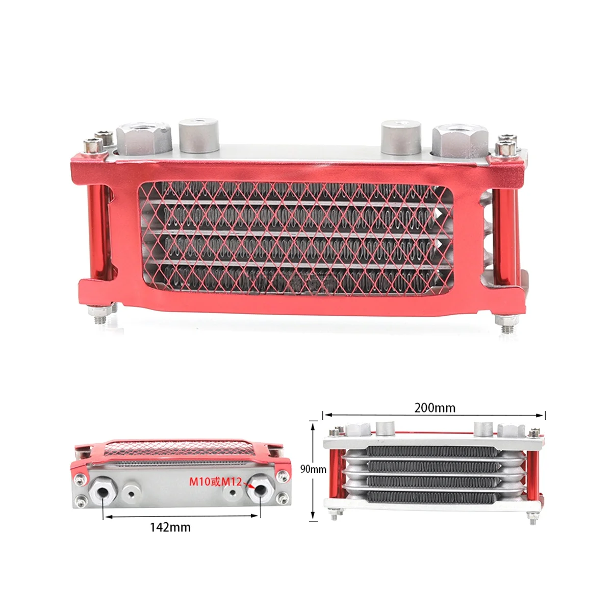 

Интерфейсный радиатор M12, масляный радиатор, алюминиевая система охлаждения для мотоцикла 50-160 куб. См, красного цвета