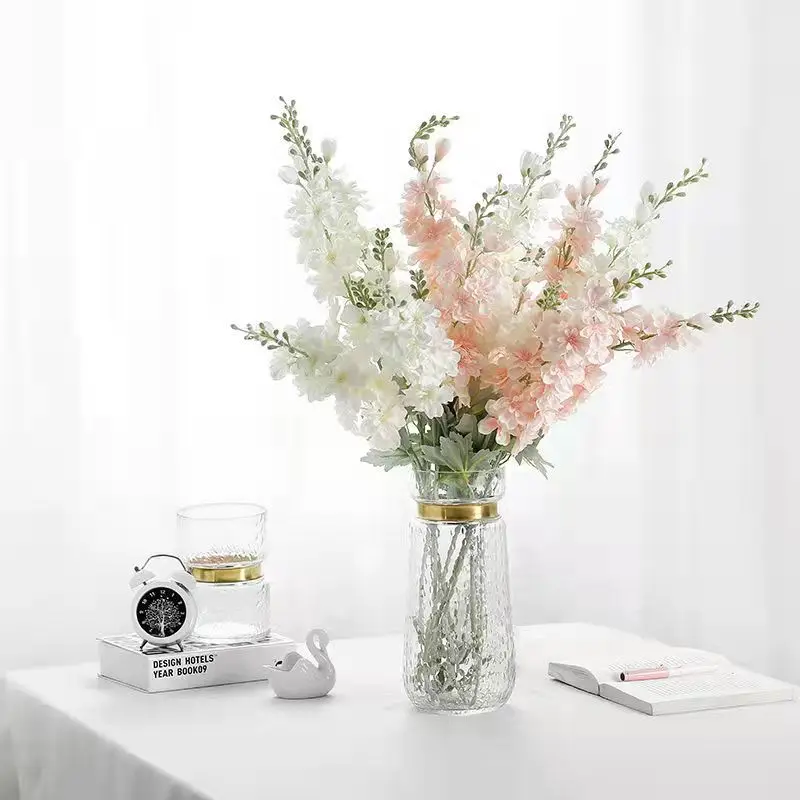 

1Pcs Simulation 2 Fork Hyacinth Tufting Delphinium Fake Flowers Wedding Home Living Room Potted Decoration Artificial Flowers