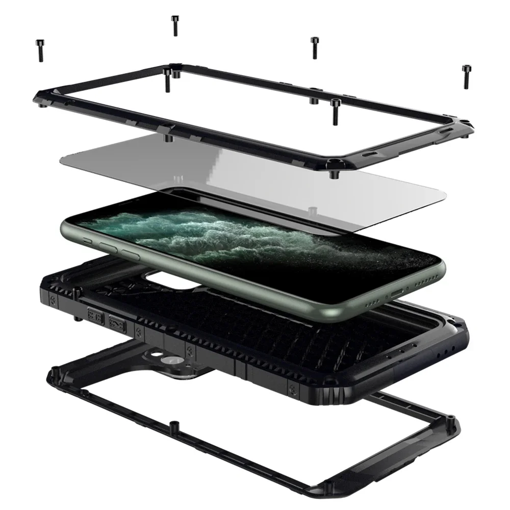 

IP68 Swim Run Outdoor Sports Water proof Metal Aluminum Case for i 12 11 Pro Max XR X 6 6S 7 8 Plus XS Max Shockproof Cover