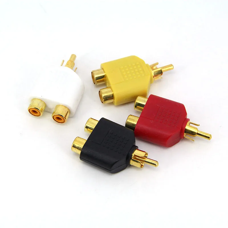 

Позолоченный аудио-видео 1 Rca «папа» на 2 гнезда rca «мама» 2-RCA Разветвитель Конвертер AV-разъем Адаптер разъема B4