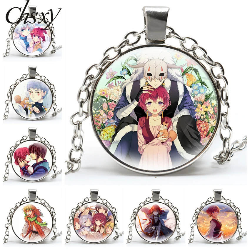 

Anime Akatsuki no Yona Cosplay Necklace Cartoon Figures Yona Haku Yun Kijia Jieha Zeno Pendant Glass Dome Chain Fashion Jewelry