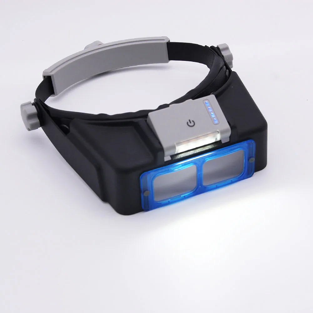 LED Light Illuminated Magnifier Hands Free HD Illuminated Loupe 1.5x 2x 2.5x 3.5x Adjustable Band Watch Repair Supplies