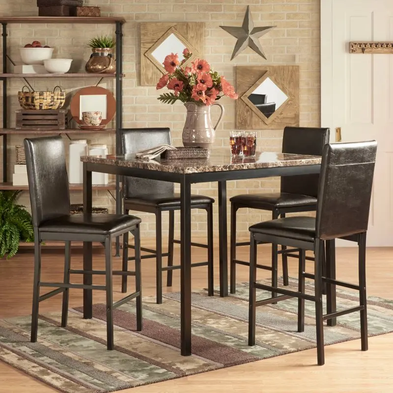 

5 - Piece Metal Counter Height Dining Set in Black