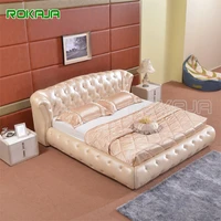 luxury princess style soft bed girls pink queen size pull button design leather beds bedroom furniture set