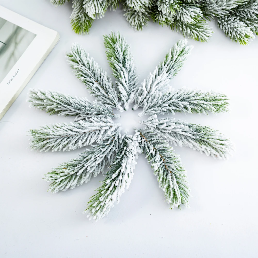 

20/10pcs Artificial Cedar Snow Pine Branches Christmas Tree Wedding Decorations DIY Desktop Living Room Home Kitchen Faux Plants