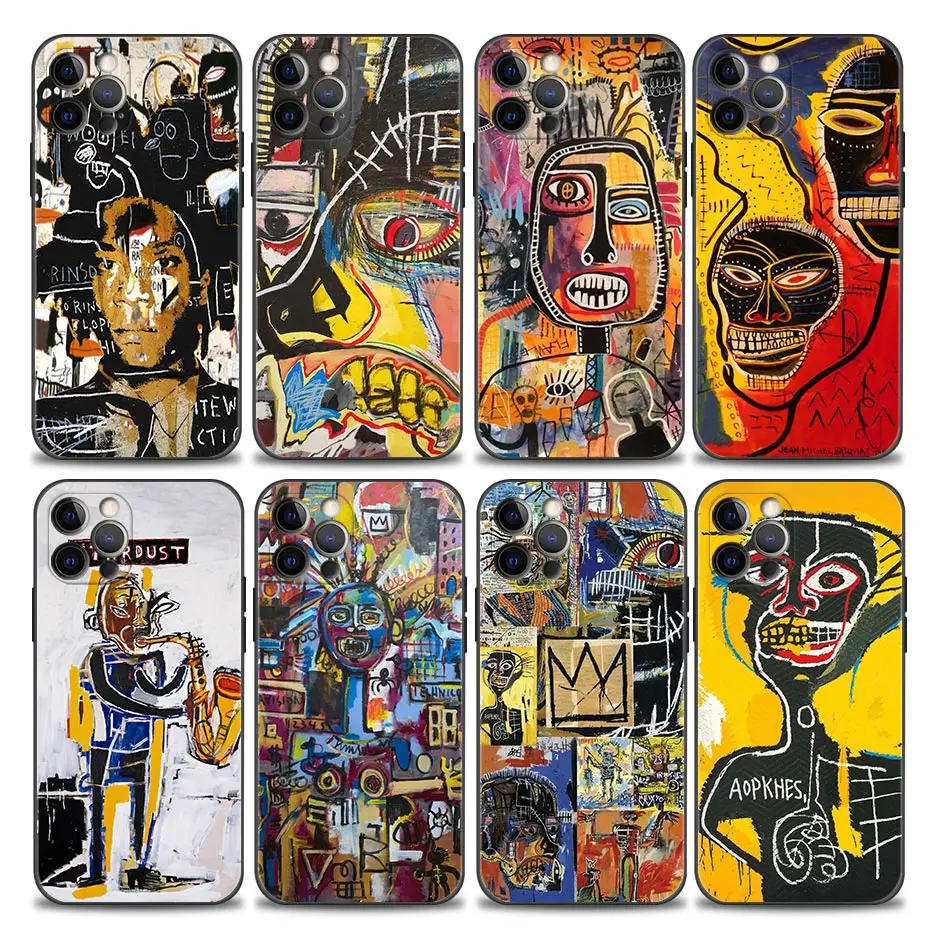 

Jean-Michel Basquiat Art Graffiti Phone Case for iPhone 11 12 13 Pro Max 7 8 SE XR XS Max 5 5s 6 6s Plus ShellCase Soft Silicone