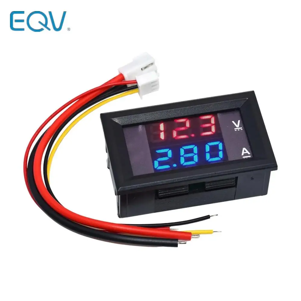 Voltmètre numérique DC 0-100V 10a, double affichage, ampèremètre, détecteur de tension, panneau de mesure de courant, ampèremètre, 0.28 pouces, LED rouge bleu
