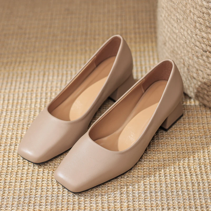 

Туфли женские на шнуровке, базовые классические, квадратный носок, высокий каблук, однотонная Уличная обувь, модель Лето 2023