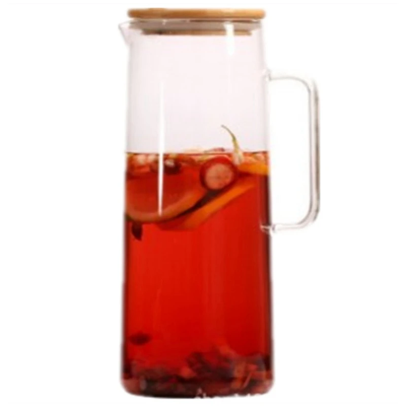 

1500ML New Gradient Color Cold Water Glass Bottle Set With Cover Gold Handle Cold Water Kettle Glass Water Cup