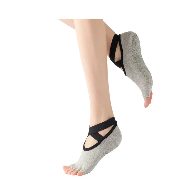 Yoga Socks Cross Straps Backless Lace-up Dance Split-toe Socks Breathable Comfortable Pilates Training Sports Socks
