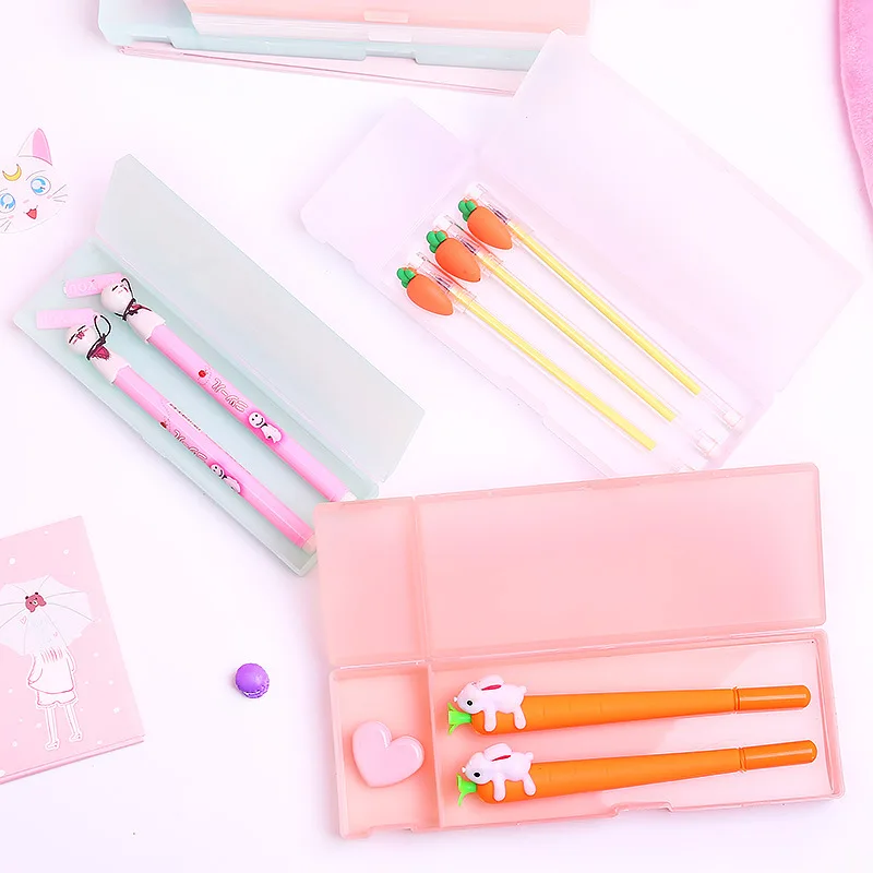 

Simple Macaron Color Frosted big Pencil Box Kawaii Pencilcase School Pen Case Supplies School Box Pencils Pouch Stationery