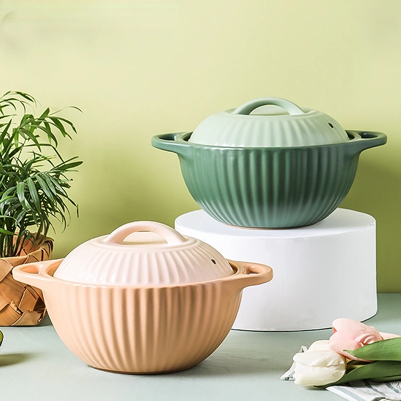 

Light Luxury High Appearance Level High Temperature Resistant Dry Fire Non Crack Clay Pot Ceramic Pan Casserole for Gas Cooker
