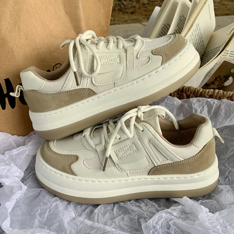 Women's Casual Sports Shoe Summer Mixed Colors All-Match Retro Sneakers 2022 New Lace-Up Platform Lightweight Walking Footwear