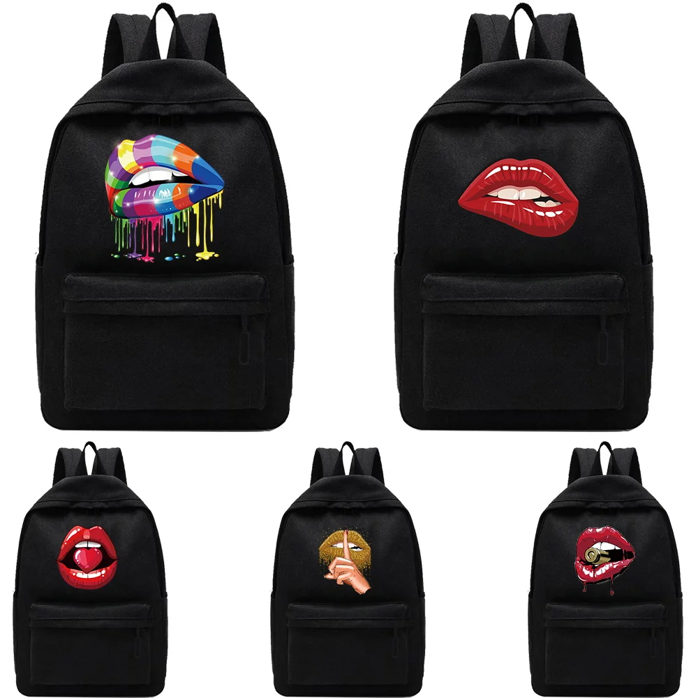 

Women Men Male Canvas Black Backpack College Student School Backpack Bags for Teenagers New Mouth Casual Rucksack Travel Daypack