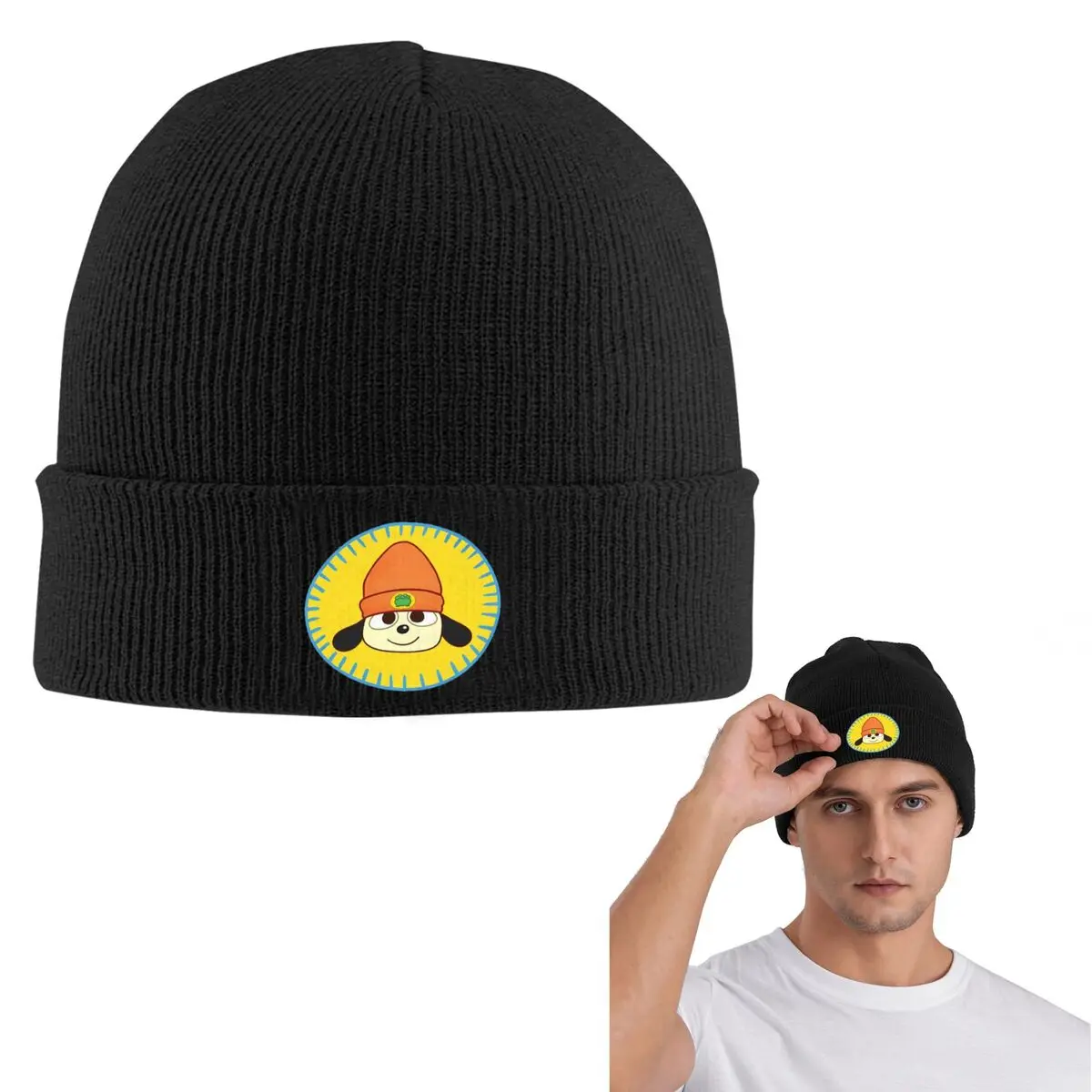 Фото PaRappa The Rapper Patch теплая вязаная шапка модная шапка-капот осень-зима уличные шапки шапки для взрослых унисекс №1