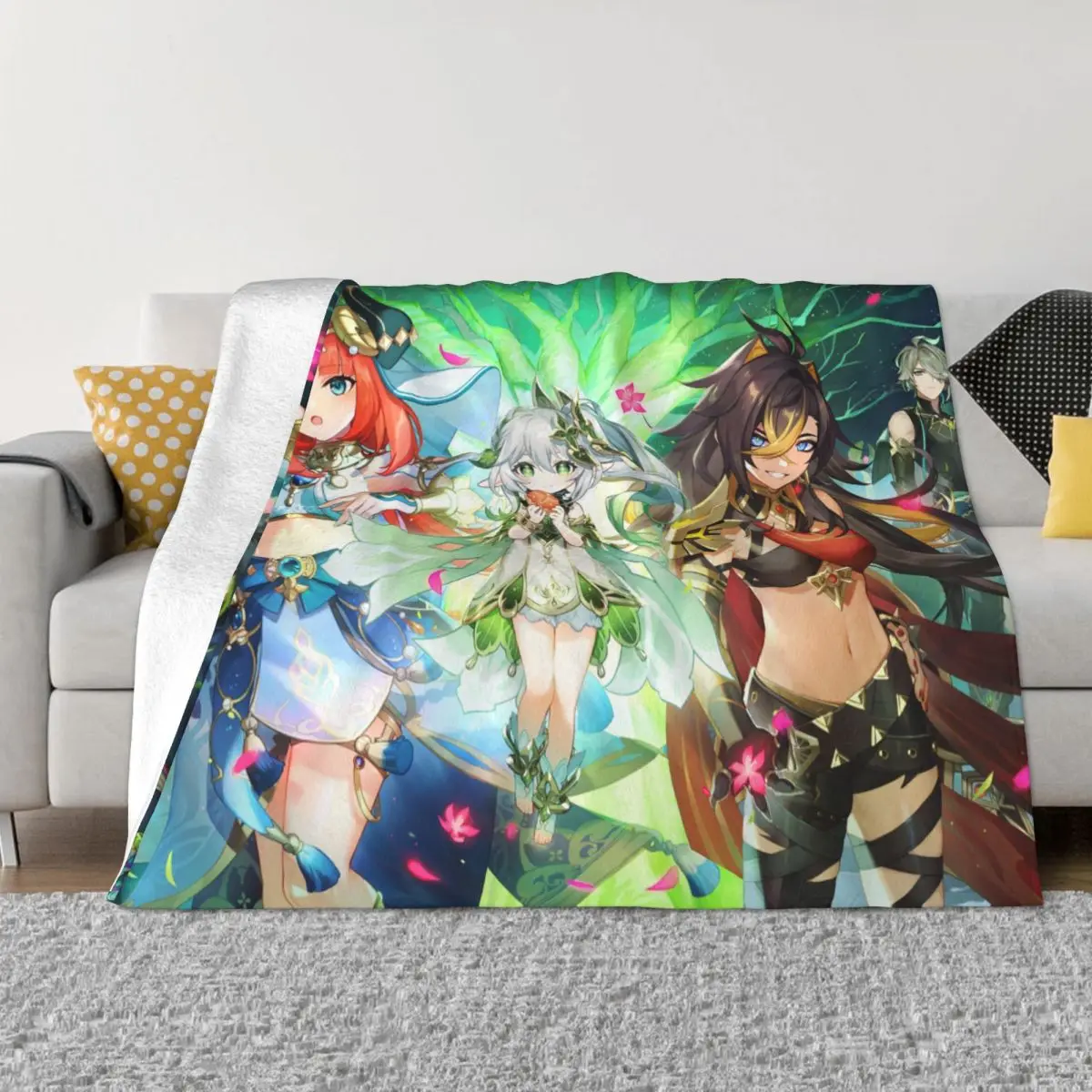 

Фланелевое покрывало нахида нилоу теснари s Genshin ударопрочное аниме одеяло для постельного белья автомобильный супер теплый коврик для кро...