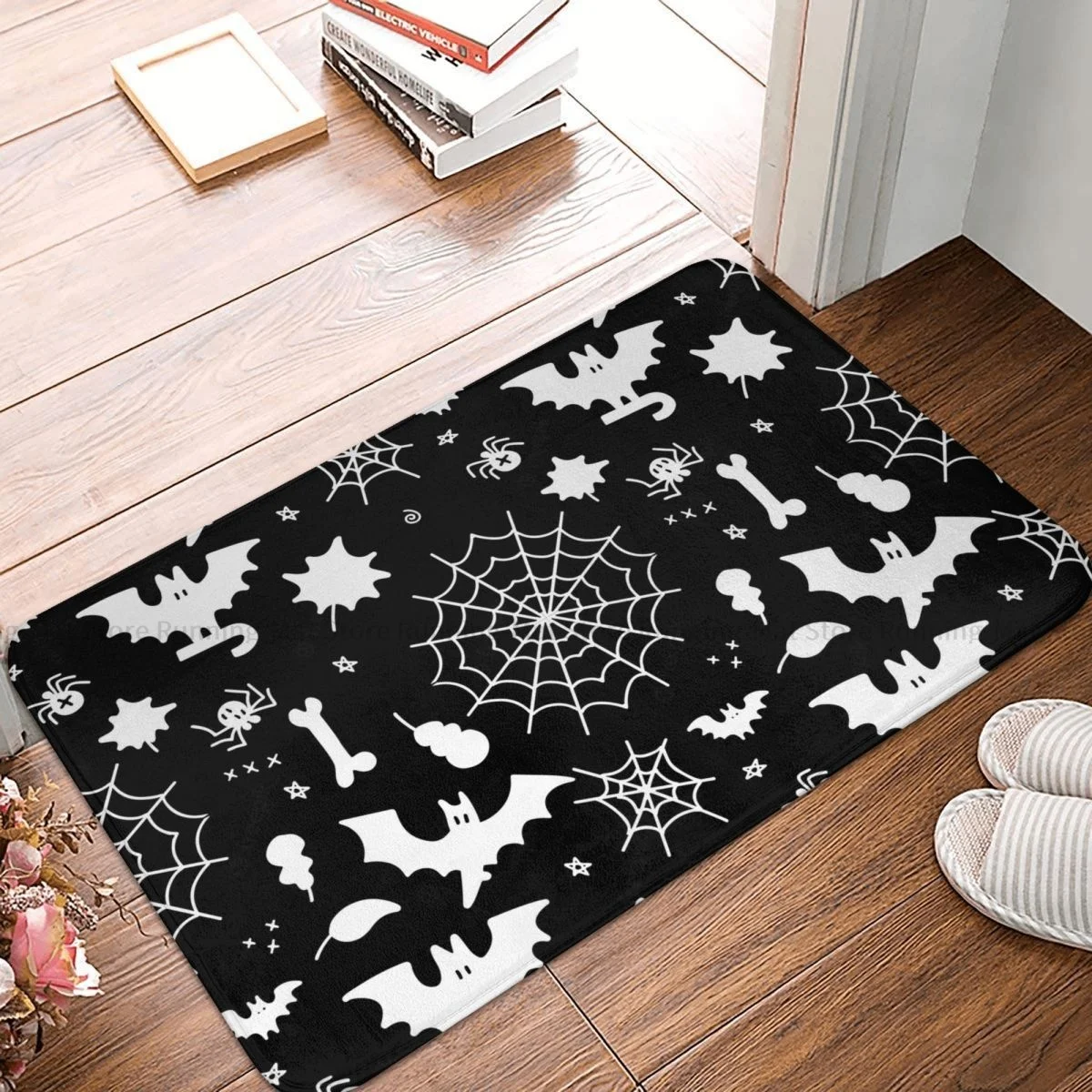 Нескользящий Придверный коврик на Хэллоуин летучие мыши паутина кухонный для