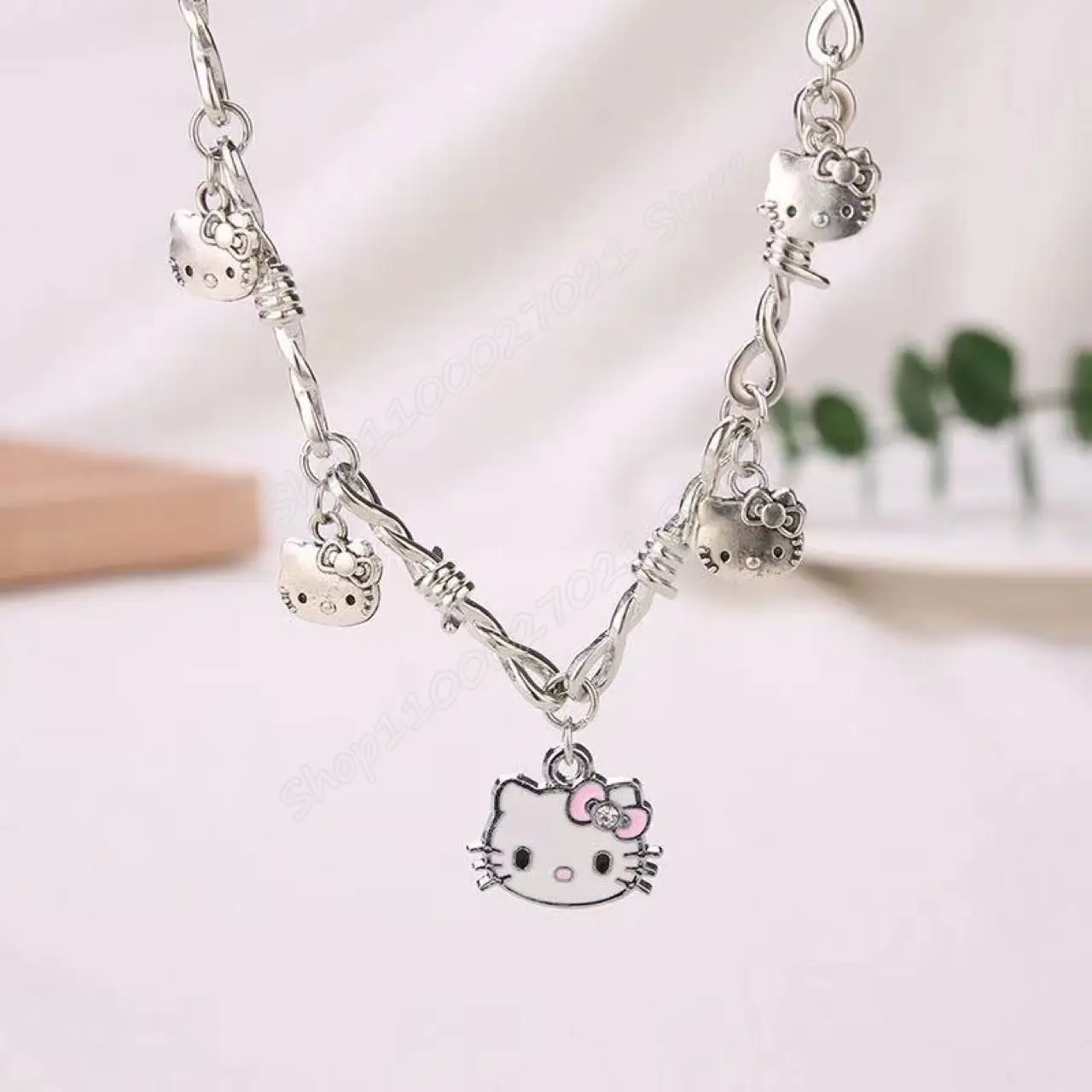 Ожерелье Hello Kitty для пар милые Мультяшные креативные шипы Sanrio ожерелье влюбленных