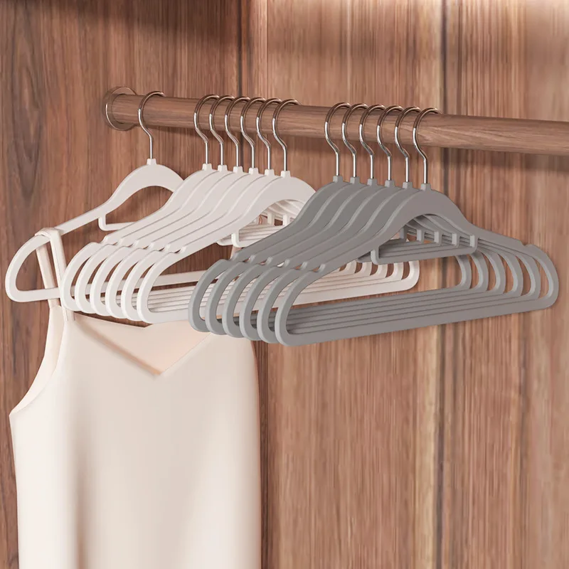 

10pcs flocking hanger,non slip and seamless hanger for household use