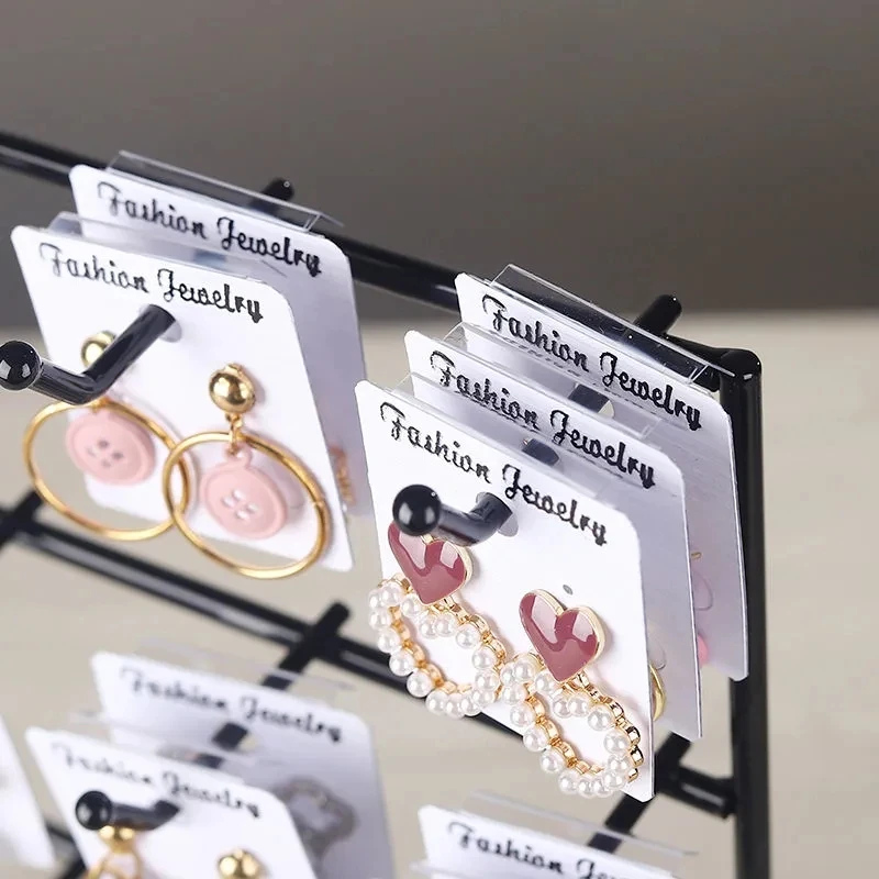 Black Earrings Jewelry Display Stand Hook Up Jewelry Organizer Rack Holder Activity Necklace Ring Display Stand Store Decoration