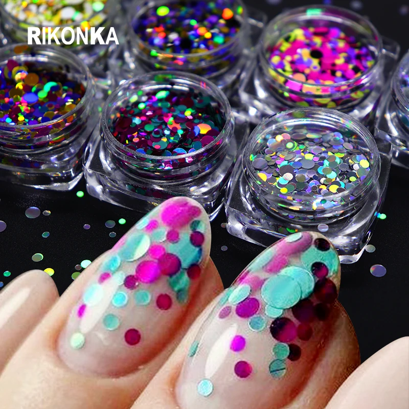 

3D Round Circle Nail Art Sequins Mixed Size Bubble Colorful Glitter Flake For Nail Design French Charms DIY Manicure Accessories