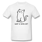 Мужская футболка Harajuku, забавная хлопковая Футболка с изображением кота, Новинка футболки с коротким рукавом, с круглым вырезом