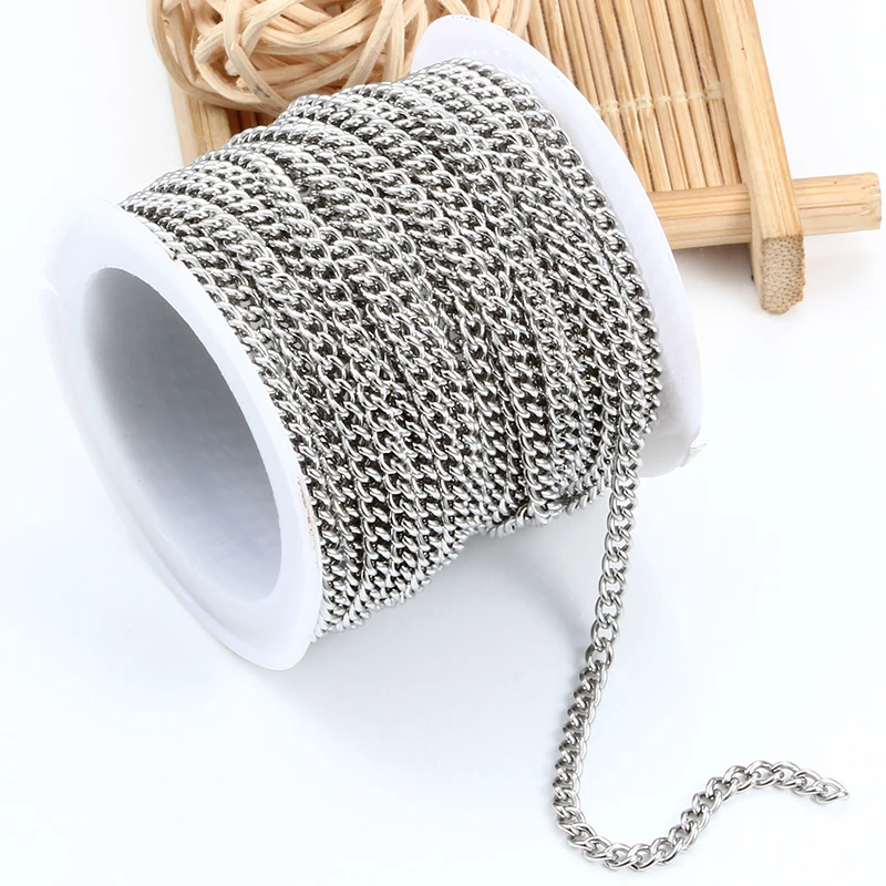 Stainless Steel Side Chains Plated 18k GoldColor Jewerly Making Supplies DIY Man Women Necklace Bracelet Fashion Cool Accessorie