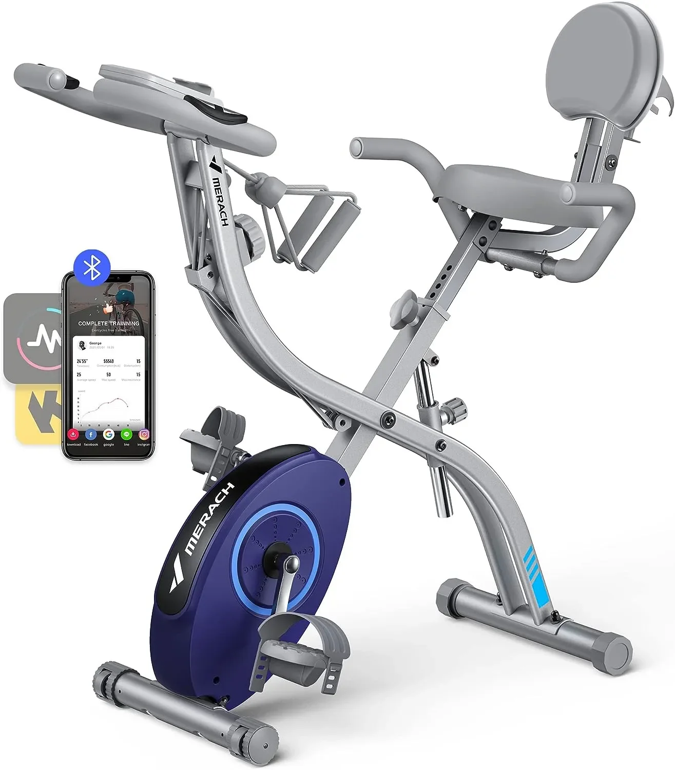 

Exercise Bike for Home - 4 in 1 Stationary Bike with16-Level Resistance, Exclusive APP, 300LB Capacity and Large Comfortable Se