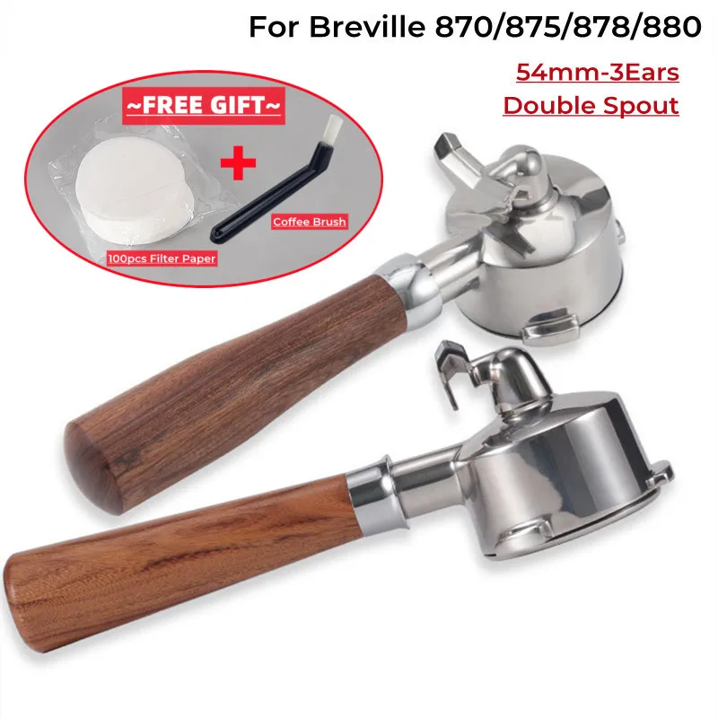 

For Breville BES 870 875 878 880 54mm Filter Holder Double Spout Bottomless Portafilter Sage Portafliter Breville Coffee Maker