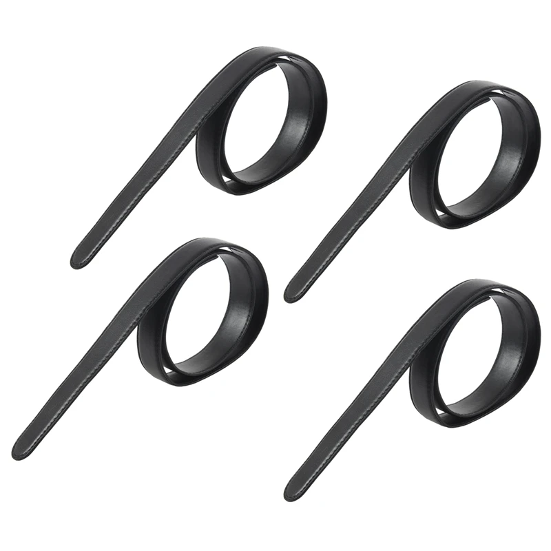 

4X Luxury Men's Leather Automatic Ribbon Waist Strap Belt Without Buckle Black