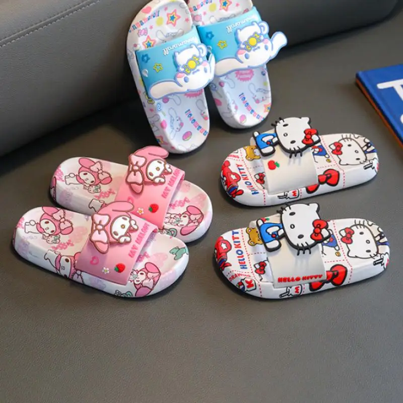 

Anime Sanrio Cartoon Parent-Child Y2K Hello Kitty Slippers Kuromi Cinnamoroll Cute Non-Slip Bathroom Slippers Sandals Girl Gift
