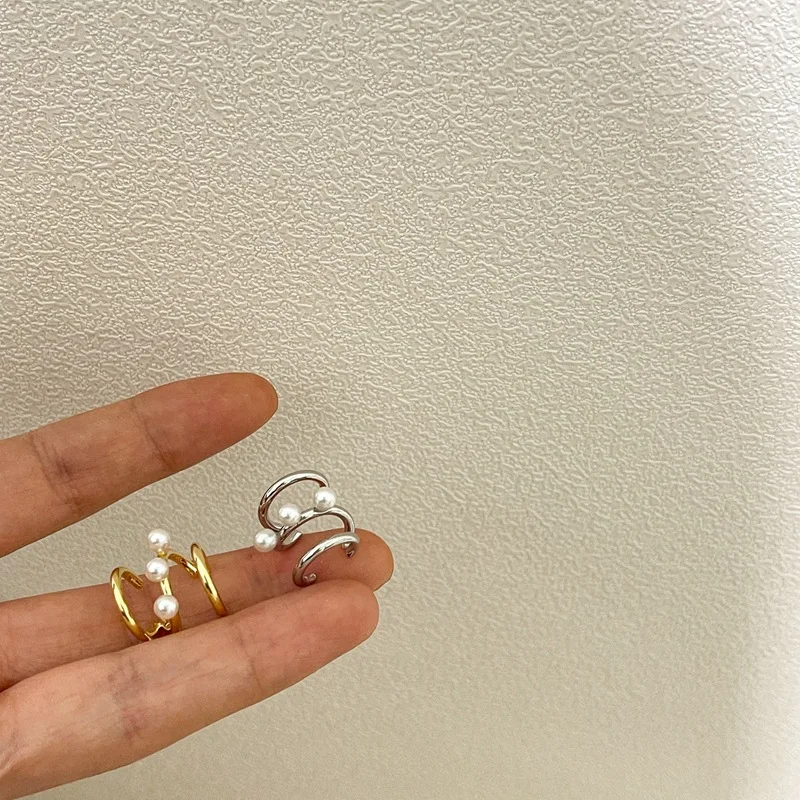 Chic Circle Ear Cuff Fake Piercing Earcuff Pearl Earrings Faux Non Pierced Clip on Jewelry |