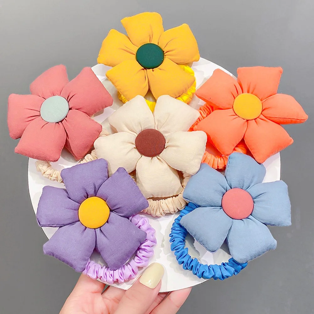 

Girls Cute Colorful Cotton Big Flower Elastic Hair Bands Children Sweet Hair Decorate Headband Hair Tie Lovely Hair Accessories