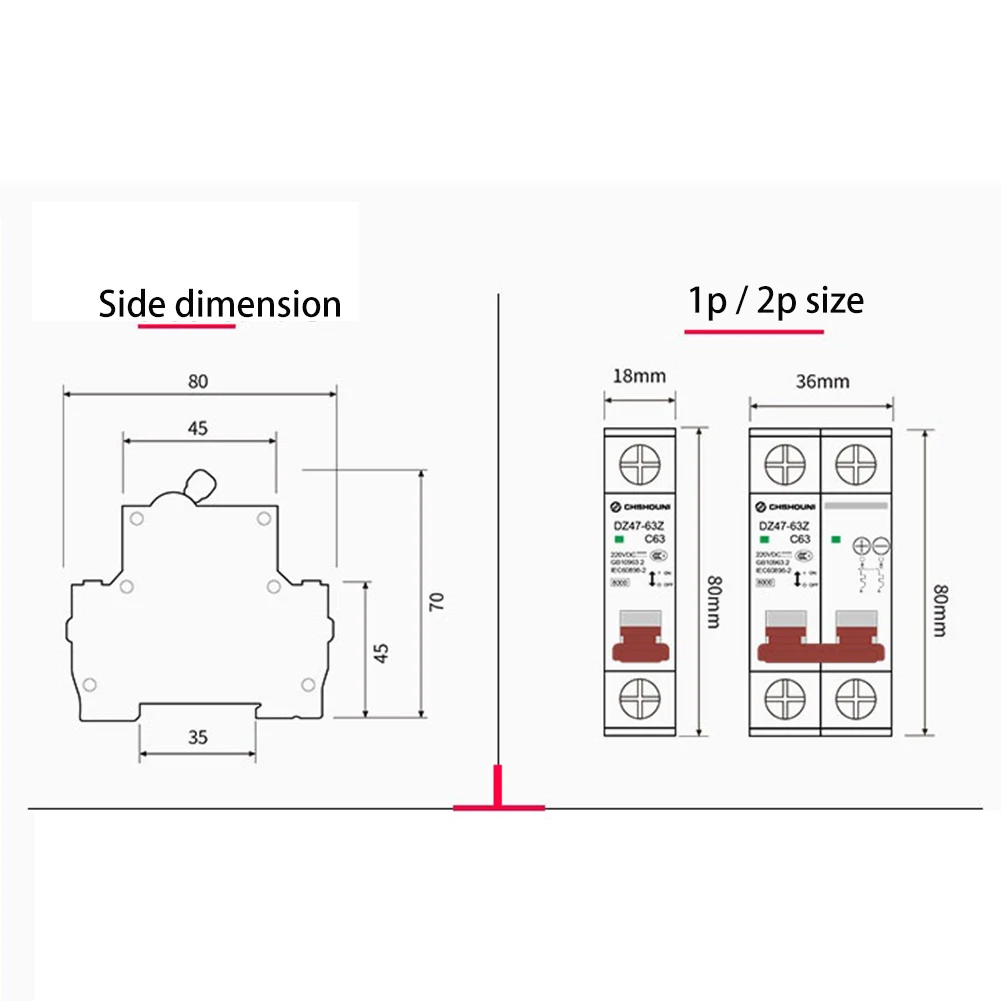 Мини-выключатель цепи на солнечной батарее 1000 В 2P |