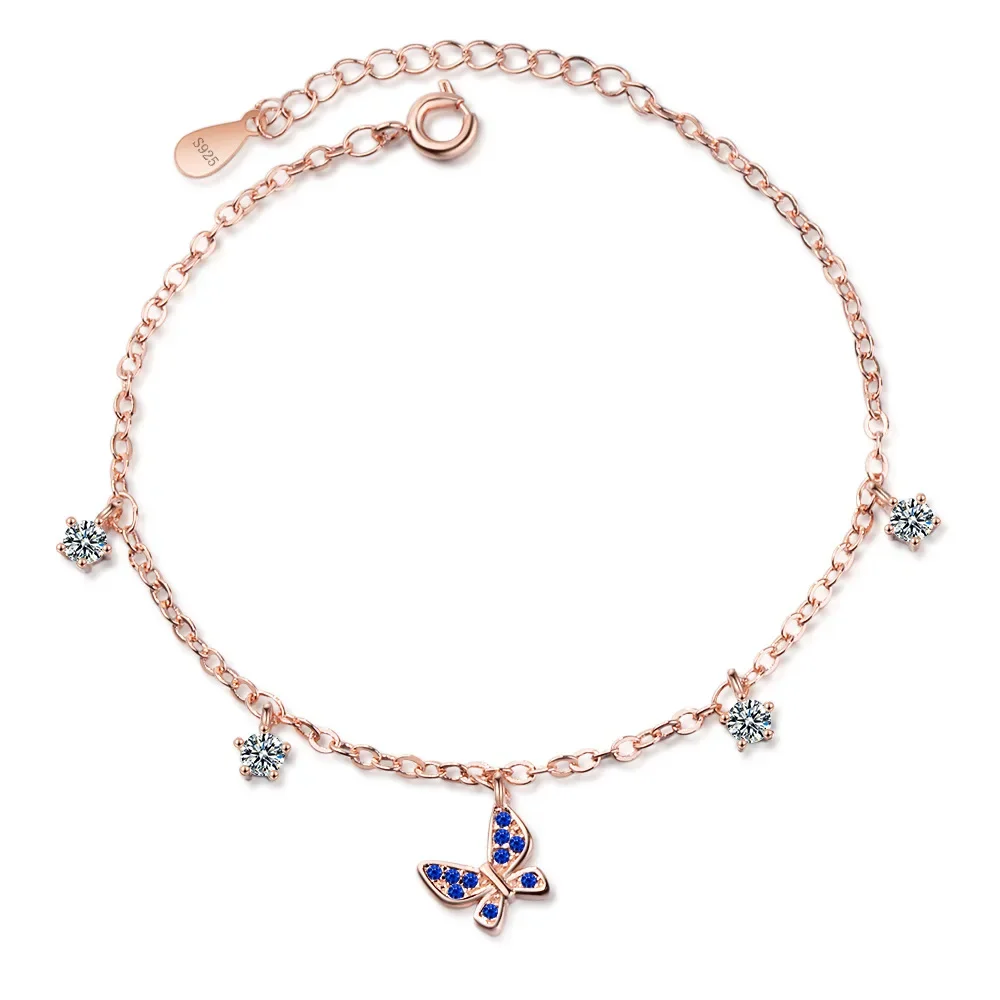 Браслеты-подвески из стерлингового серебра 925 пробы с кристаллами для женщин