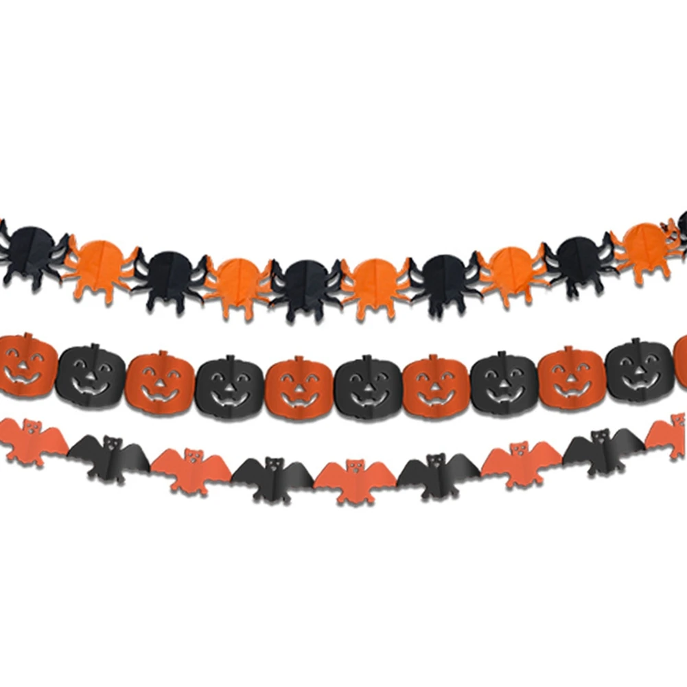 

Висячая гирлянда на Хэллоуин, флажки, летучая мышь, тыква, призраки, паук, бумажный баннер, украшения для Хэллоуина и вечеринки, реквизит из с...