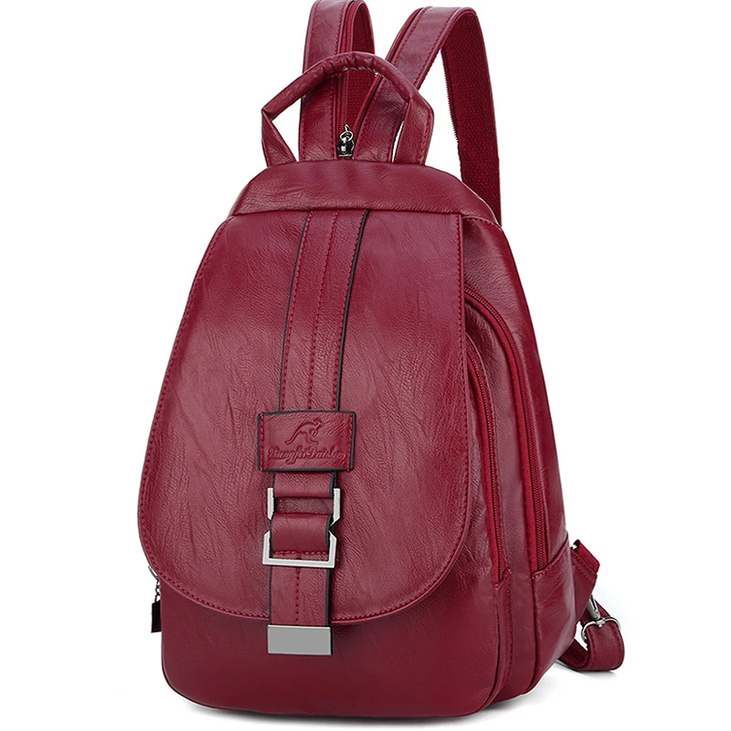 

2023 New Women Leather Backpacks Vintage Female Shoulder Bag Travel Ladies Bagpack Mochilas School Bags Girls Preppy Bookbag
