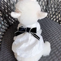 new fashion design relief organza puppy dog clothing black pearl bow princess dress for small medium dog pet clothes chihuahua