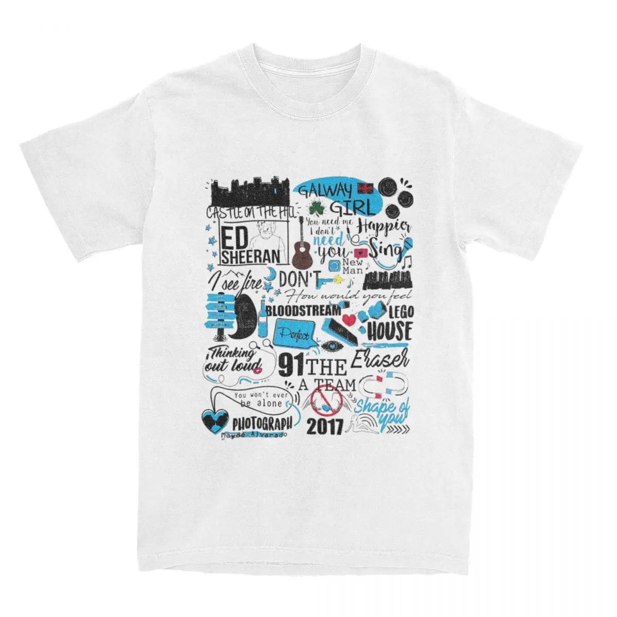Повседневные футболки с рисунком Ed Sheeran для мужчин хлопковая Футболка круглым