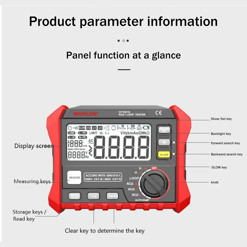 MAYILON HT5910 цифровой измеритель сопротивления тестер переключателя утечки 4