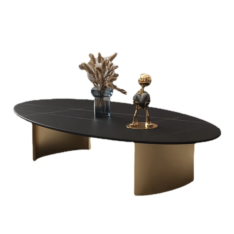 

ZC Stone Plate Oval Tea Table Living Room Home Tea Table
