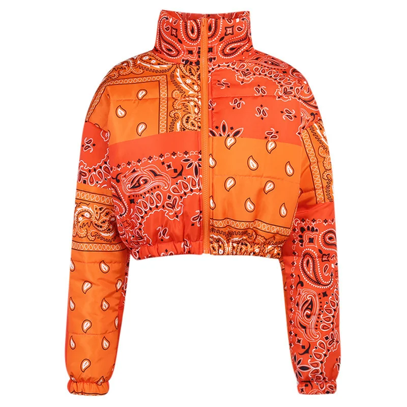 Autumn And Winter New Thickened Stand Collar Fashion Pattern Casual Wear With Bread Cotton Clothes Women's Style
