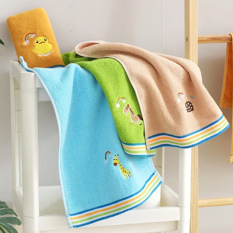 

1Pcs Pure Cotton Face Towel Bamboo Fiber Thickening Small Towel for Infant Baby Embroidery Wipes Hand Towel Kids Wash Bath Towel