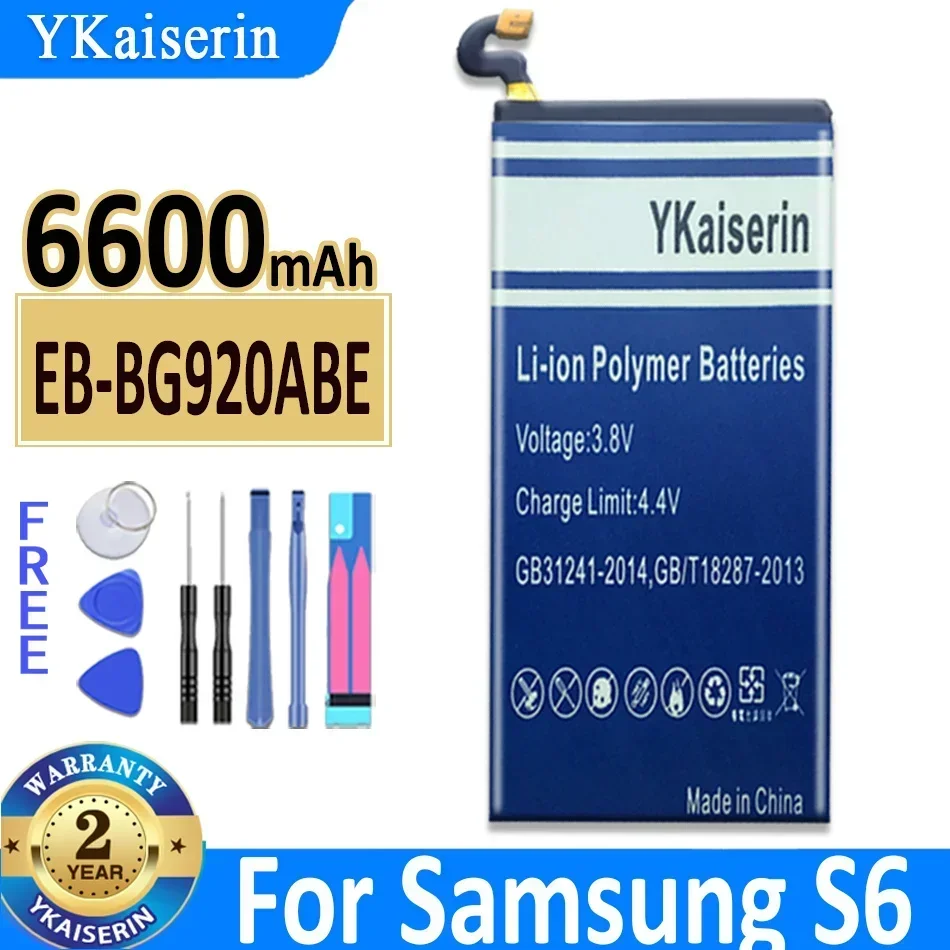 Аккумулятор YKaiserin емкостью 6600 мАч EB-BG920ABE для Samsung Galaxy S6 G9200 G920 G920f G920i G920A G920S G920L G920K