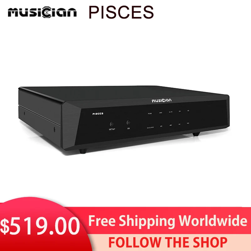 MUSICIAN PISCES USB Interface Clock Input AES/EBU/Optical/Coaxial/I2s output 24Bit 768KHZ DSD512 FPGA DSP HIFI Digital Interface