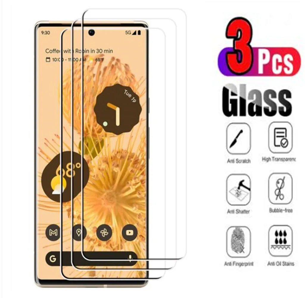 

Закаленное стекло высокого разрешения для Google Pixel 6 5 XL 4 4a 5G 3a 3 Lite 2, Защитная пленка для экрана, 3 шт.