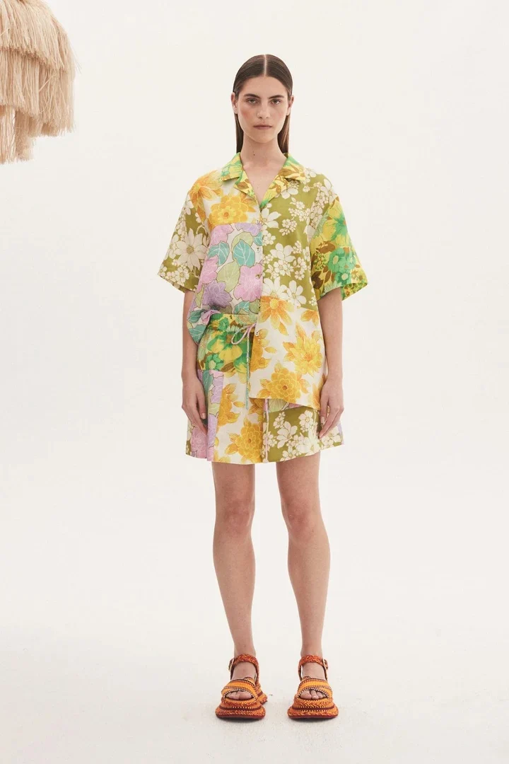 

Женские пляжные шорты с поясом на резинке, мятно-зеленые шорты с цветочным принтом и поясом для завязывания, лето 2023