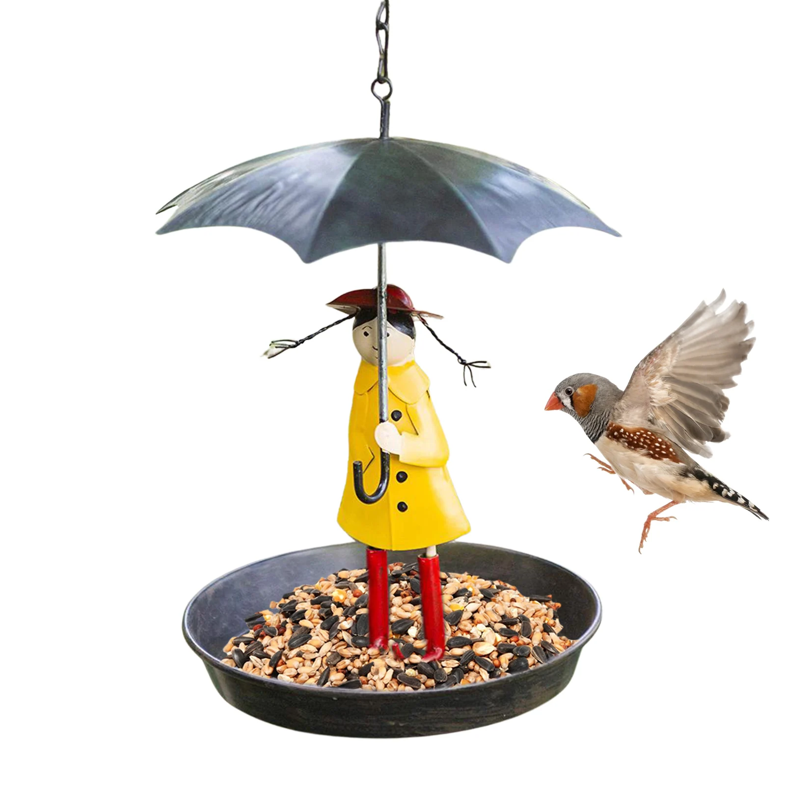

Подвесные кормушки для птиц на открытом воздухе с дренажными отверстиями, зонтик для кормления семян для девочек, для украшения сада, двора